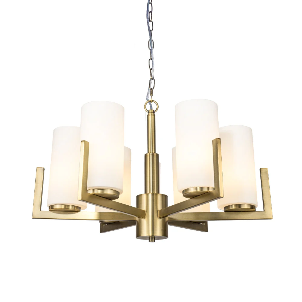 Empire 6 Light Ceiling Light - Satin Chrome / Brushed Bronze - Image 7