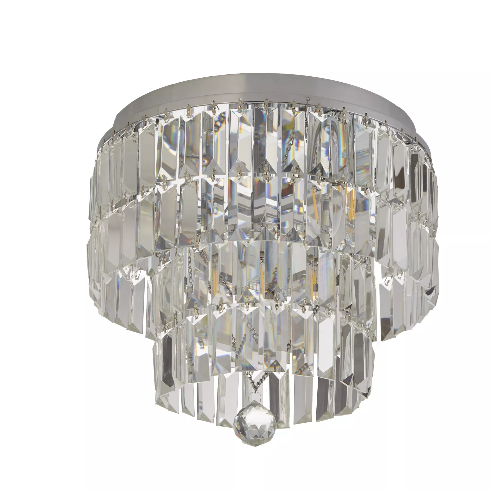 Empire 4/6Lt Flush Light-  Antique Brass/ Chrome Metal & Clear Crystal - Image 10