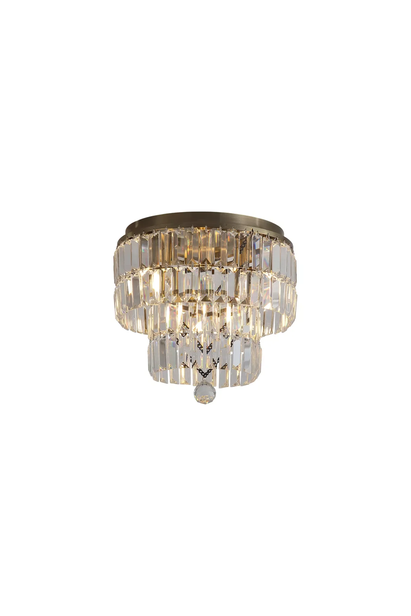Empire 4/6Lt Flush Light-  Antique Brass/ Chrome Metal & Clear Crystal - Image 14