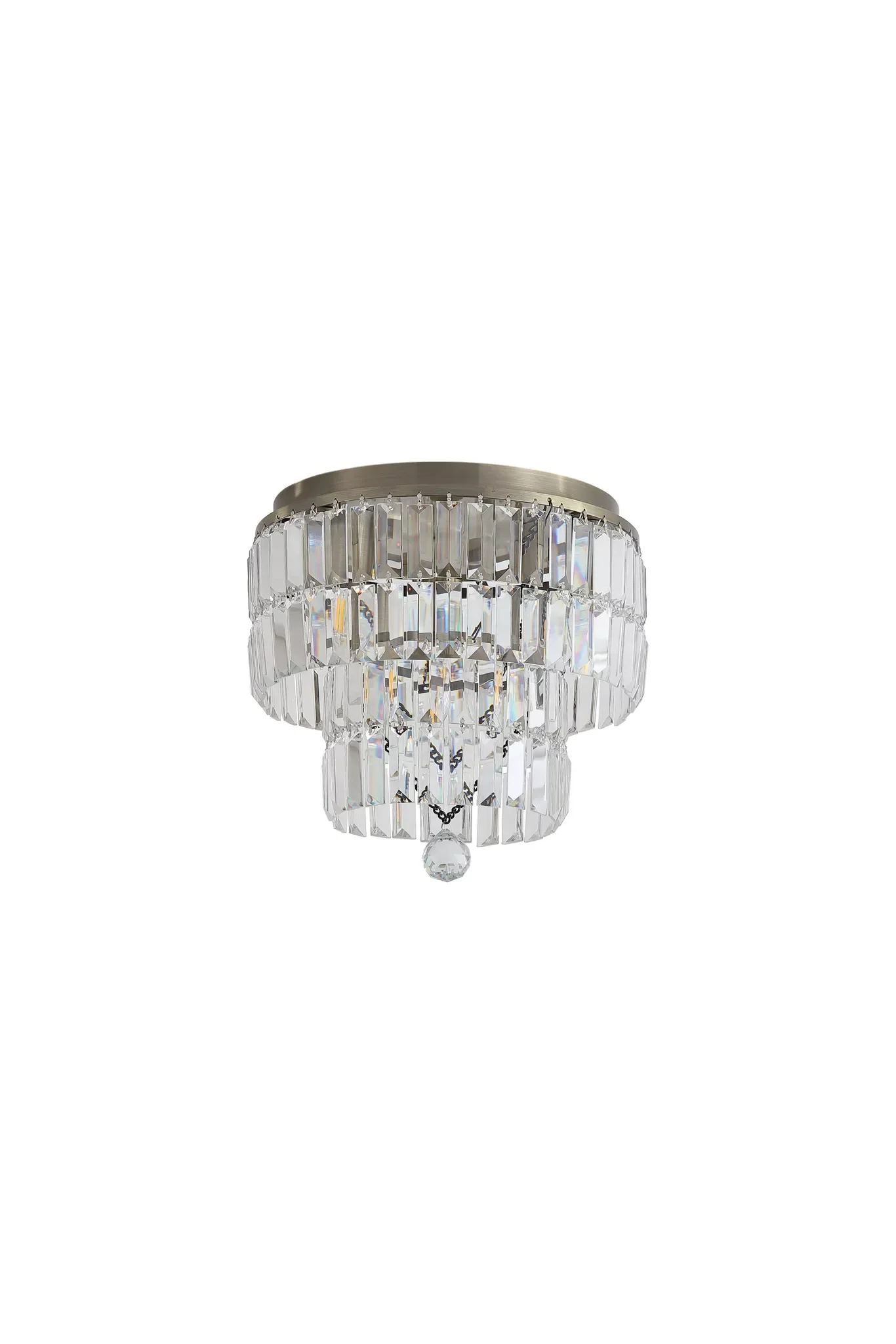 Empire 4/6Lt Flush Light-  Antique Brass/ Chrome Metal & Clear Crystal - Image 15