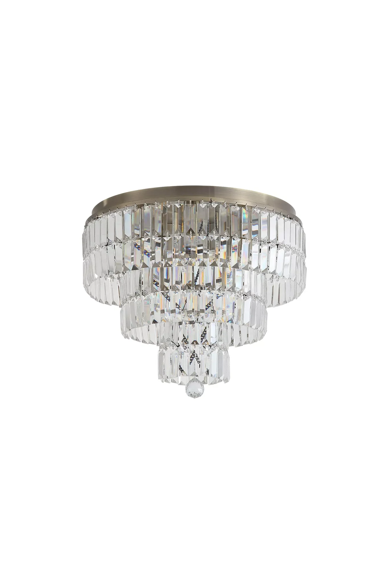 Empire 4/6Lt Flush Light-  Antique Brass/ Chrome Metal & Clear Crystal - Image 3