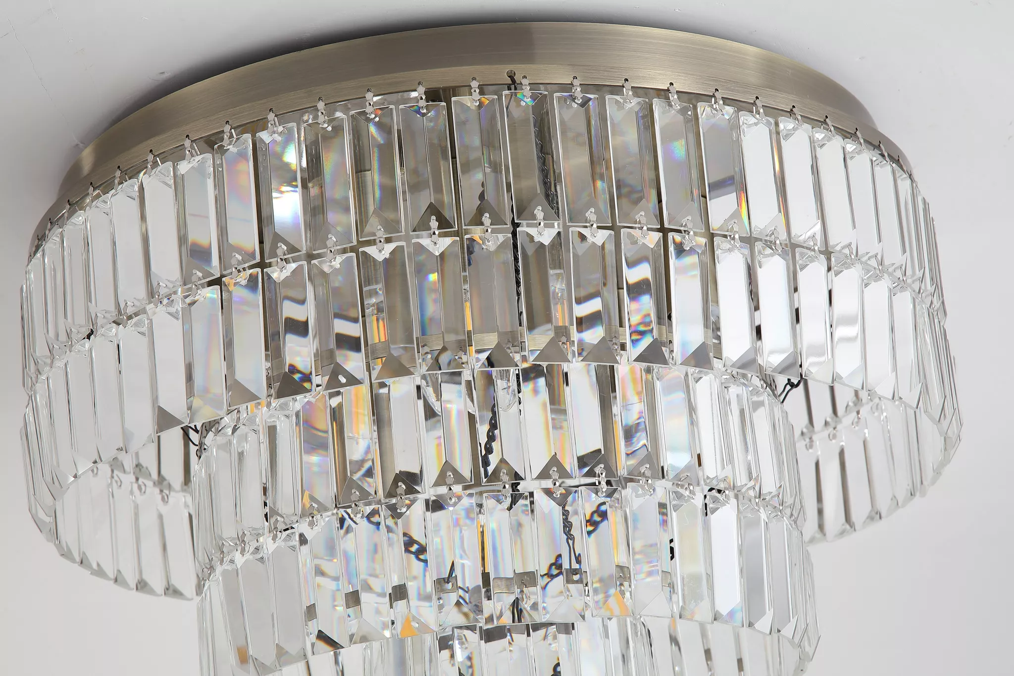 Empire 4/6Lt Flush Light-  Antique Brass/ Chrome Metal & Clear Crystal - Image 4