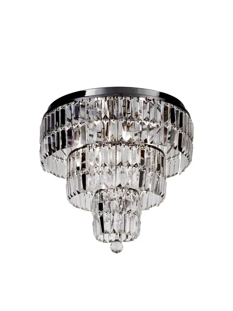 Empire 4/6Lt Flush Light-  Antique Brass/ Chrome Metal & Clear Crystal - Image 5