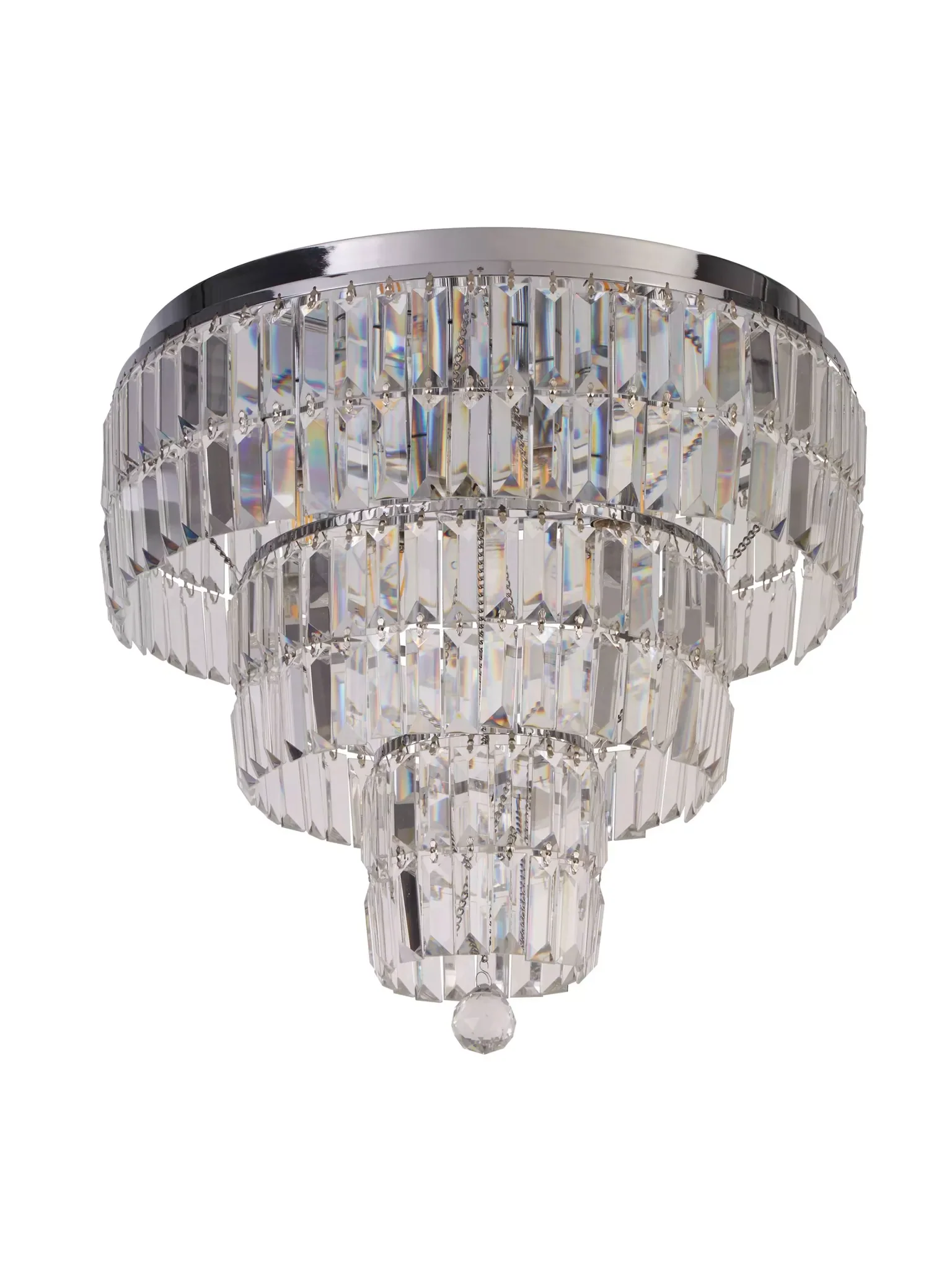 Empire 4/6Lt Flush Light-  Antique Brass/ Chrome Metal & Clear Crystal - Image 6