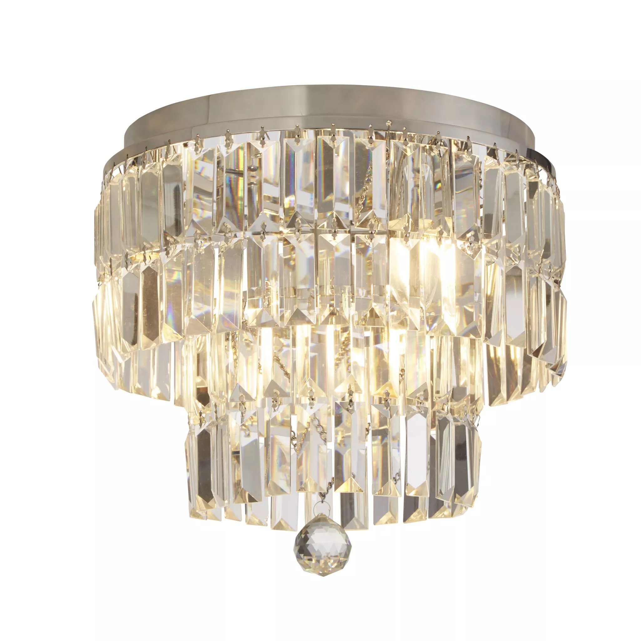 Empire 4/6Lt Flush Light-  Antique Brass/ Chrome Metal & Clear Crystal - Image 9