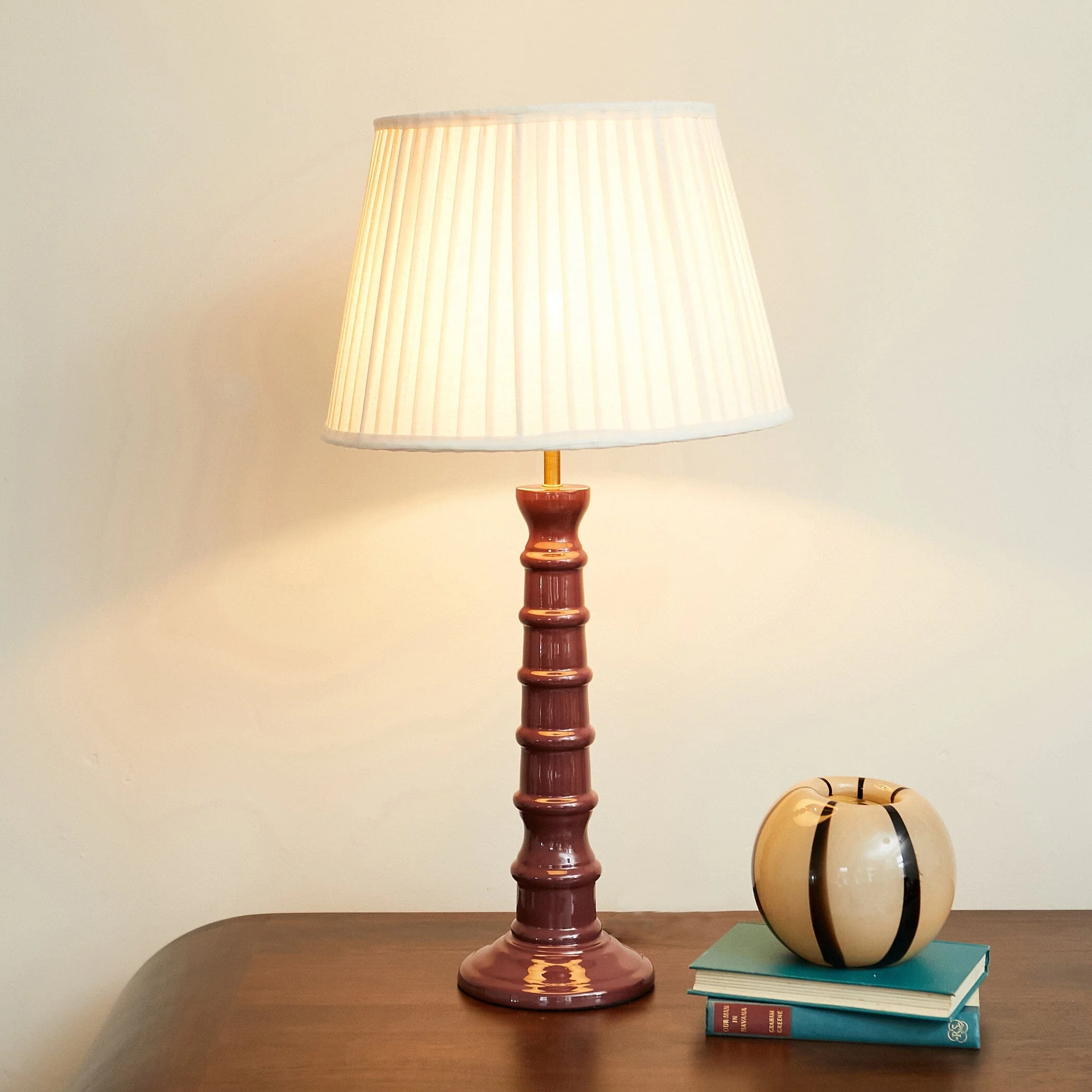 Rue Enamel Table Lamp- Blue/ Burgundy Base w Shades Finishes - Image 10