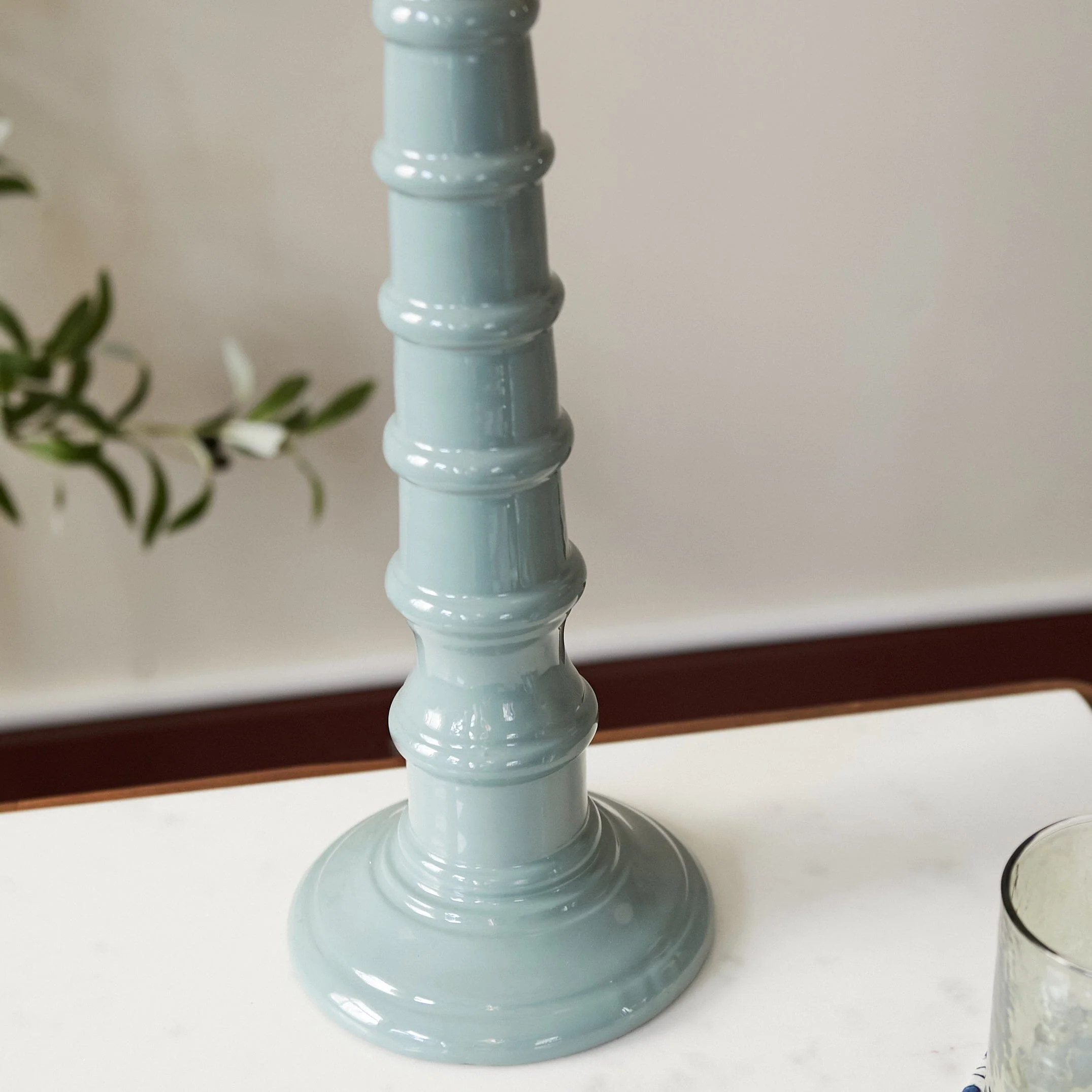 Rue Enamel Table Lamp- Blue/ Burgundy Base w Shades Finishes - Image 13