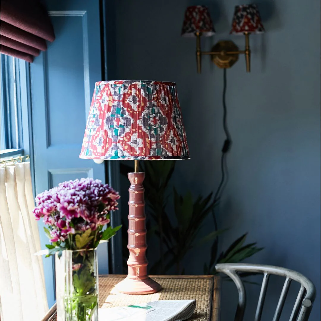 Rue Enamel Table Lamp- Blue/ Burgundy Base w Shades Finishes - Image 9