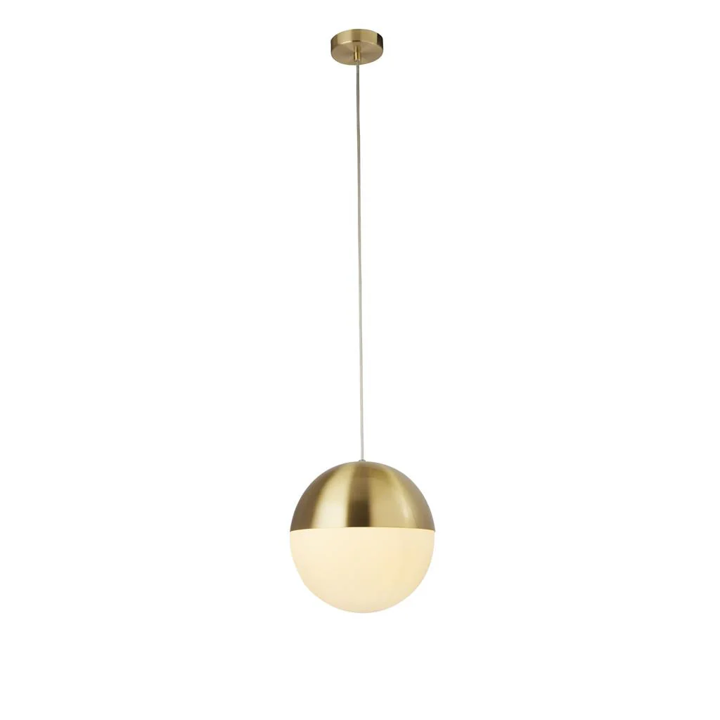 Endor Pendant - Black Metal/ SATIN BRASS & Opal Glass - Image 3