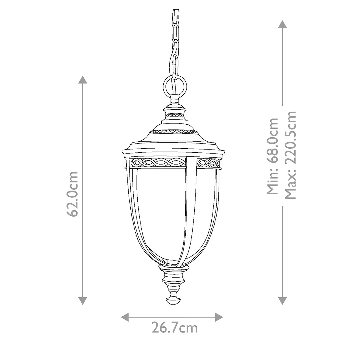 English Bridle 3 Light Large Chain Lantern - Various & Size Finish IP44 E14 - Image 24