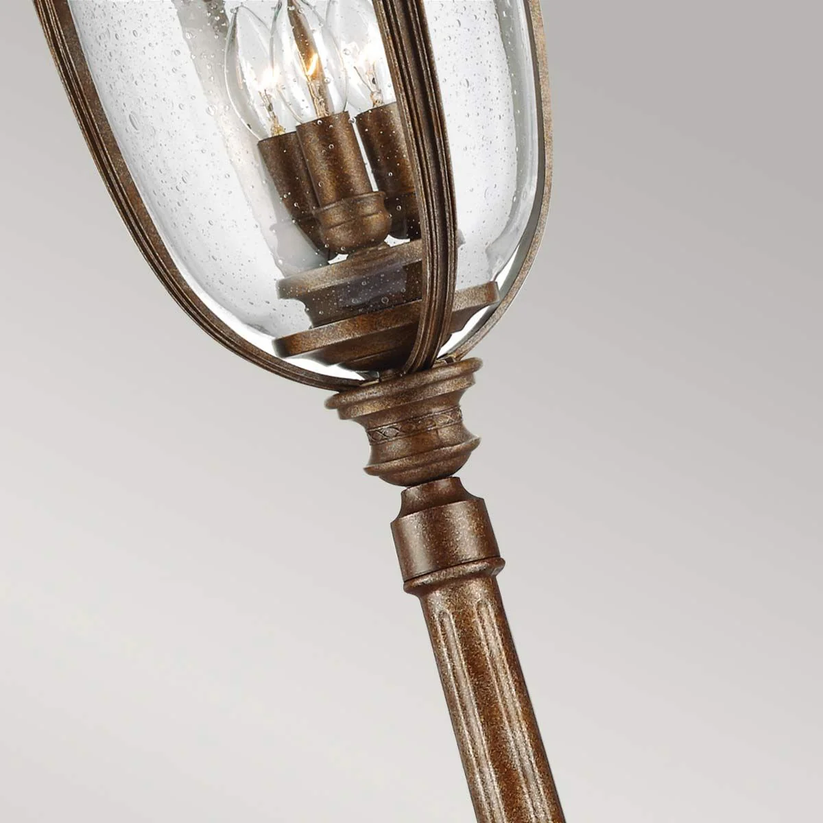English Bridle 3 Light Medium/Large Pillar Lantern - Black/British Bronze IP44 E14 - Image 15