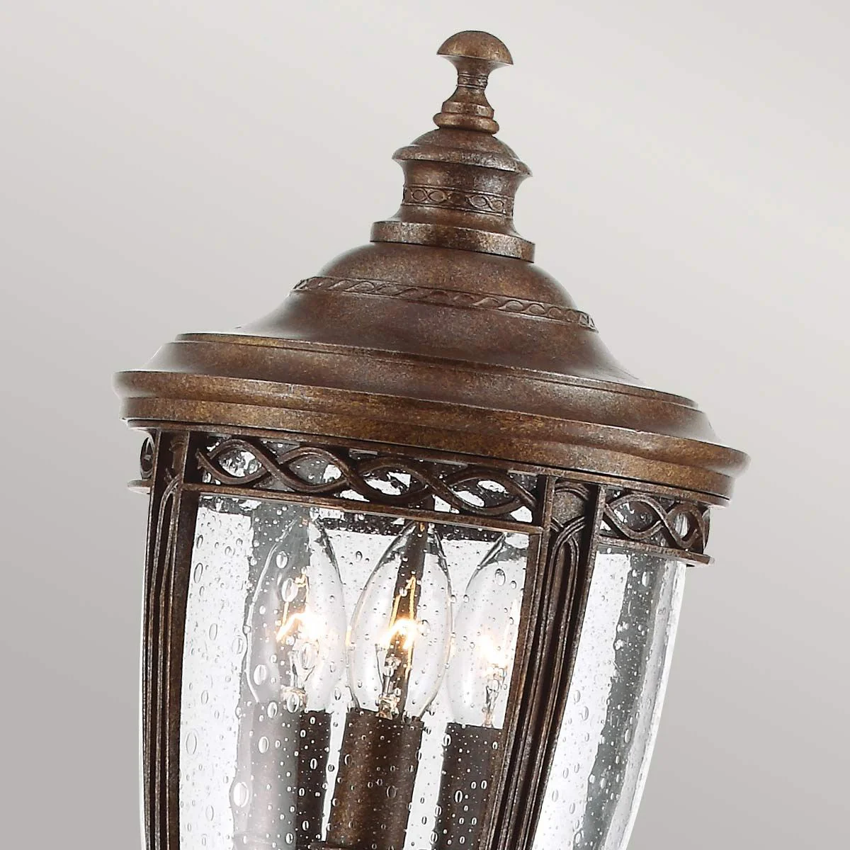 English Bridle 3 Light Medium/Large Pillar Lantern - Black/British Bronze IP44 E14 - Image 8