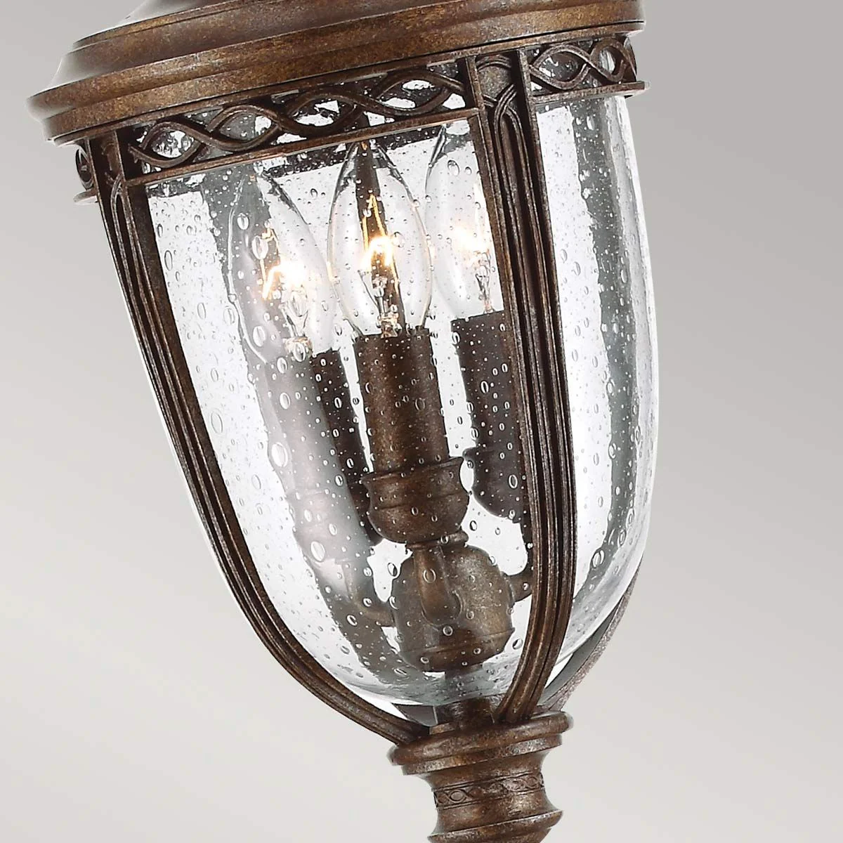 English Bridle 3 Light Medium/Large Pillar Lantern - Black/British Bronze IP44 E14 - Image 9