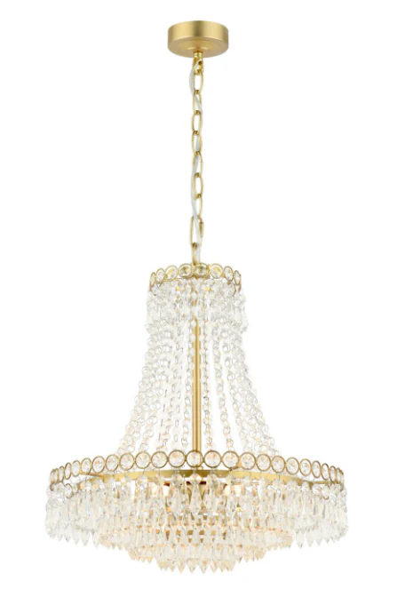 Enid 5lt Chandelier - Matt Antique Brass/ Polished Nickel & Cut Glass