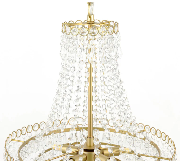 Enid 5lt Chandelier - Matt Antique Brass/ Polished Nickel & Cut Glass - Image 2