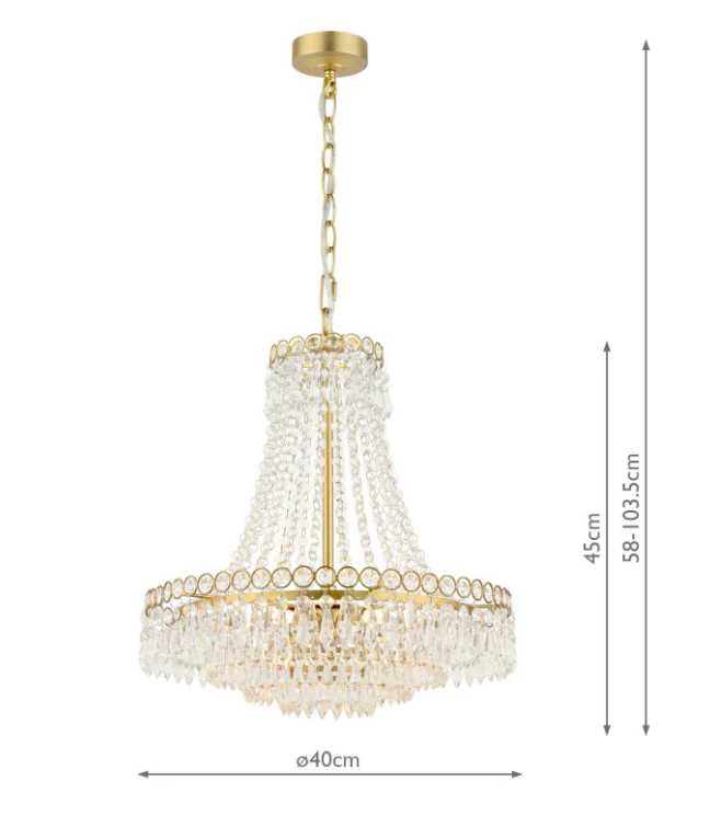 Enid 5lt Chandelier - Matt Antique Brass/ Polished Nickel & Cut Glass - Image 3