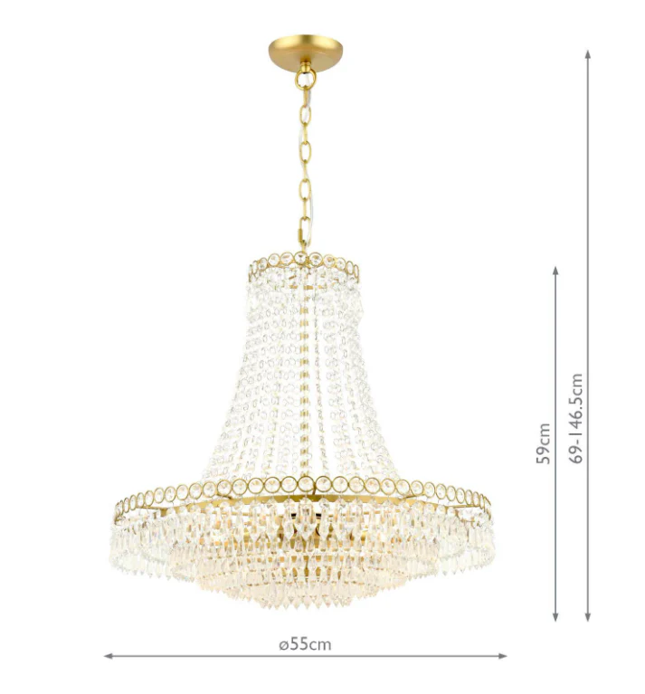 Enid Grand 5lt Chandelier Matt Antique Brass/ Polished Nickel & Cut Glass - Image 4