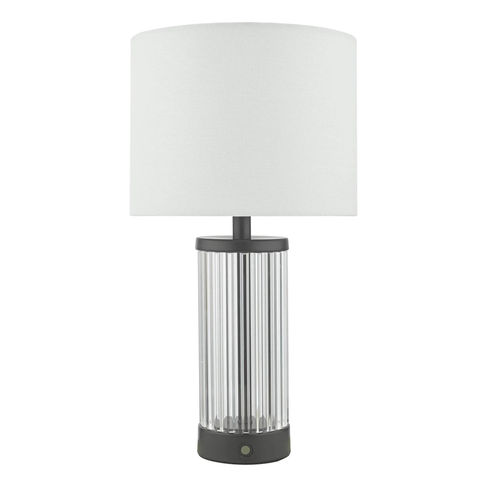 Enrico Rechargeable Table Lamp Polished Nickel/Satin Black and Glass With Shade Integrated LED - Image 10