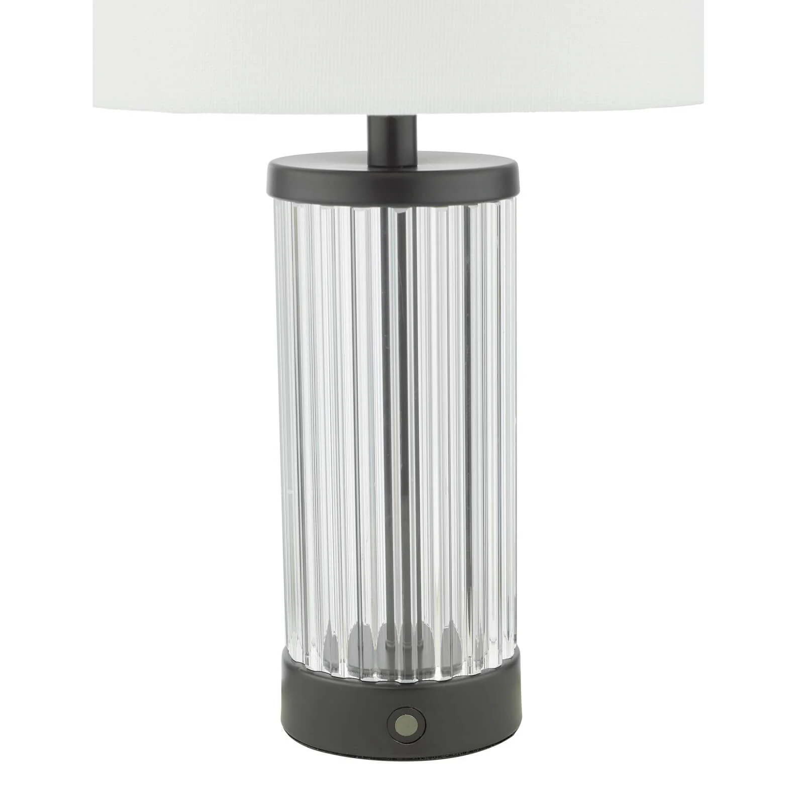 Enrico Rechargeable Table Lamp Polished Nickel/Satin Black and Glass With Shade Integrated LED - Image 12