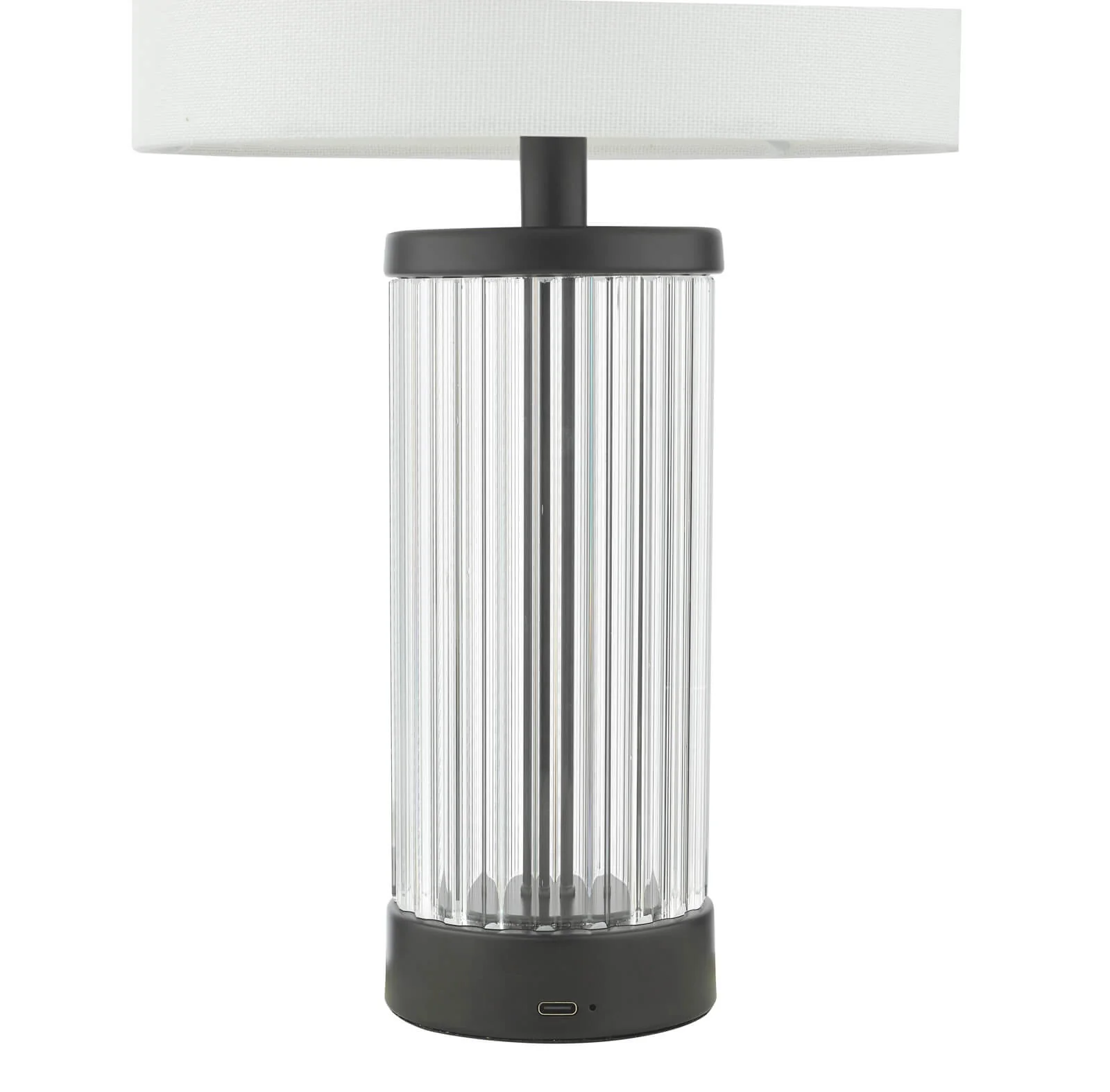 Enrico Rechargeable Table Lamp Polished Nickel/Satin Black and Glass With Shade Integrated LED - Image 13
