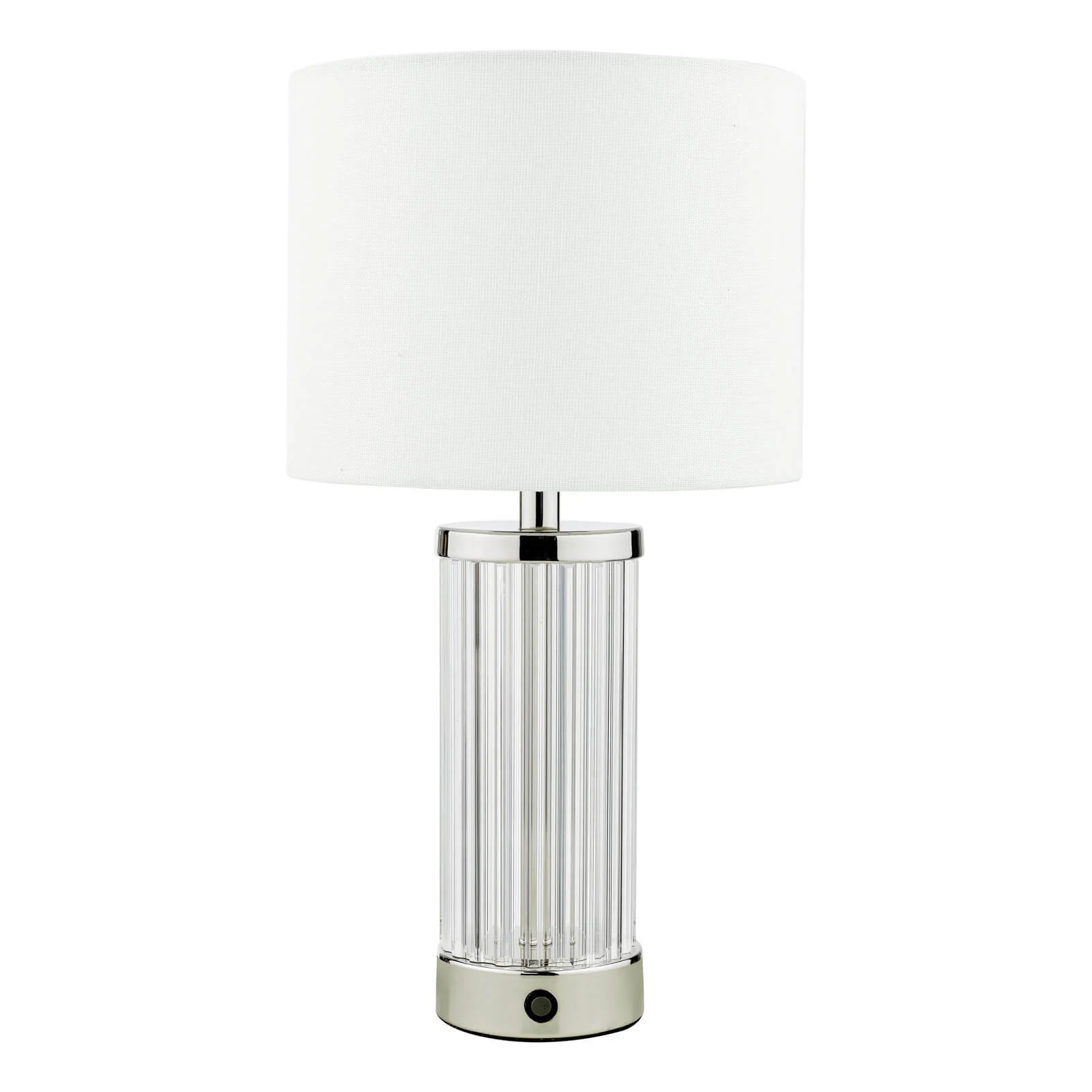 Enrico Rechargeable Table Lamp Polished Nickel/Satin Black and Glass With Shade Integrated LED - Image 2
