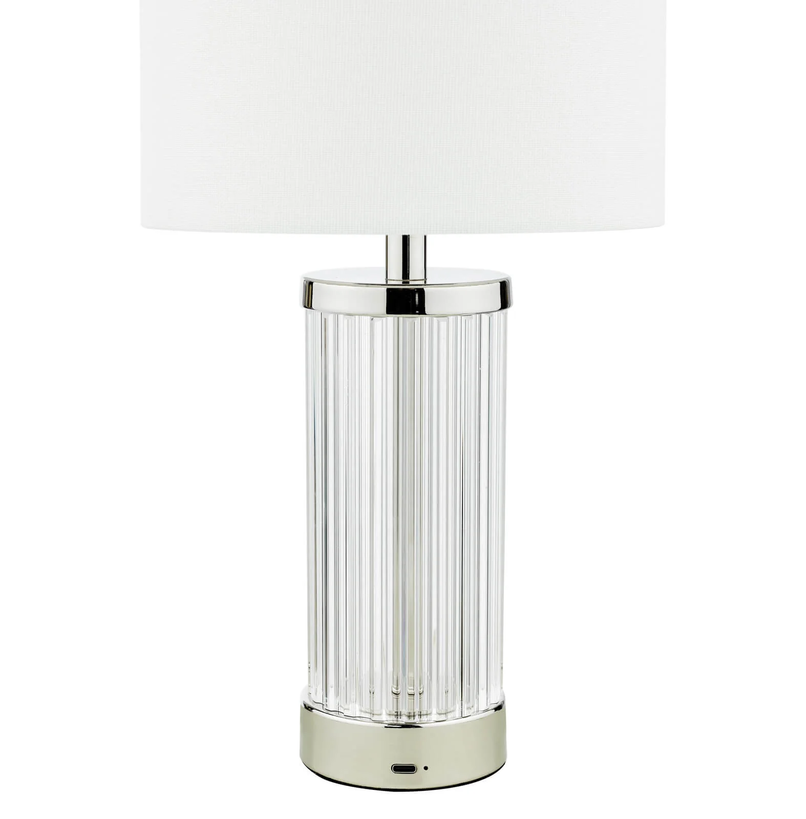 Enrico Rechargeable Table Lamp Polished Nickel/Satin Black and Glass With Shade Integrated LED - Image 4