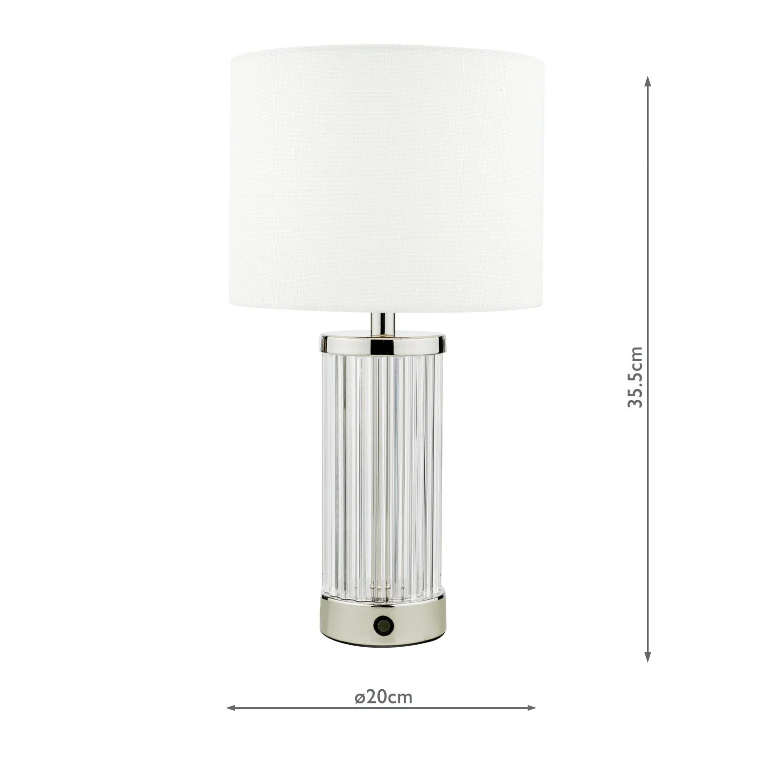 Enrico Rechargeable Table Lamp Polished Nickel/Satin Black and Glass With Shade Integrated LED - Image 8