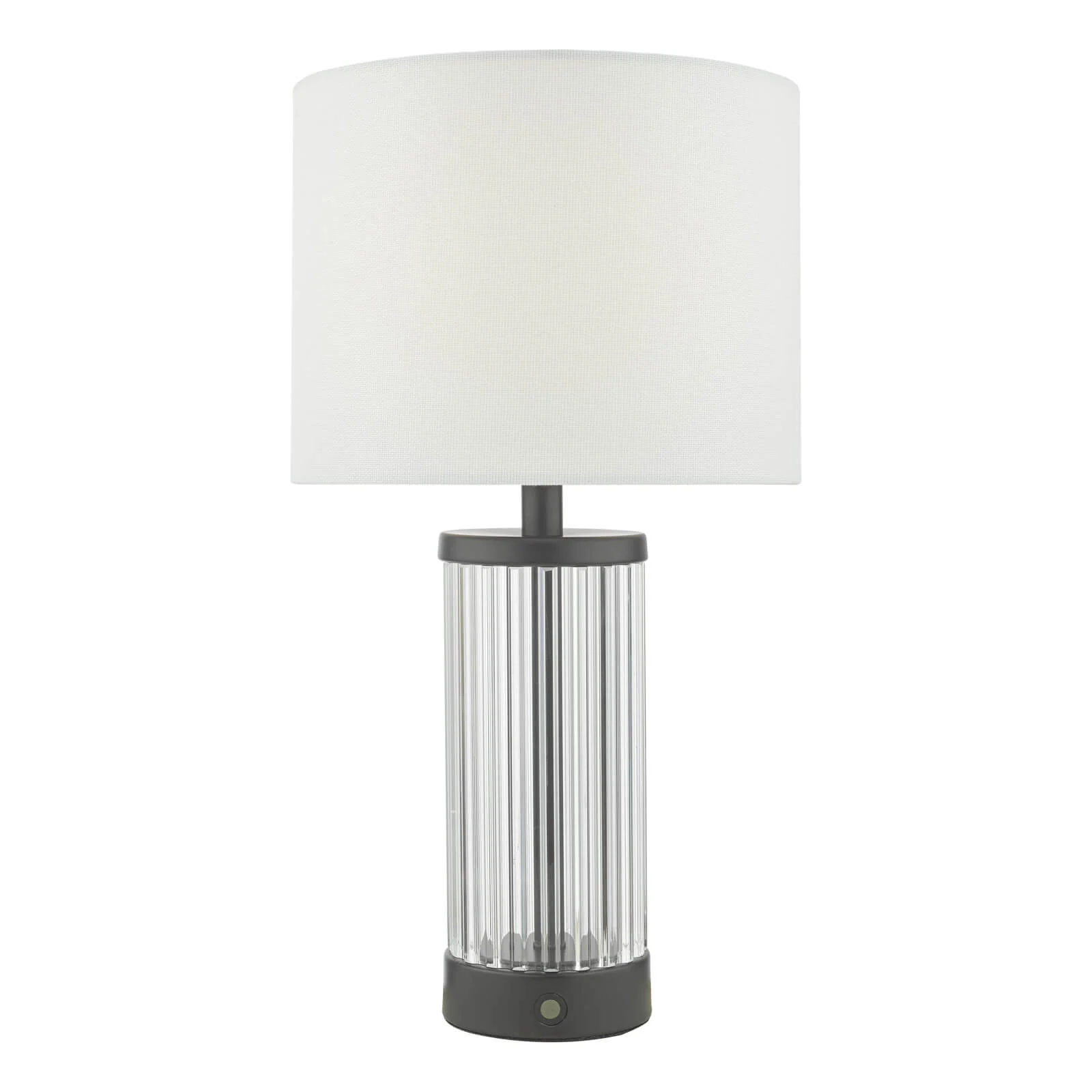 Enrico Rechargeable Table Lamp Polished Nickel/Satin Black and Glass With Shade Integrated LED - Image 9