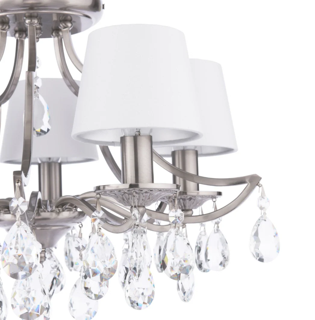 Enstone 5 Lt Semi-Flush Ceiling Light - Polished Nickel and Crystal With Shade - Image 3