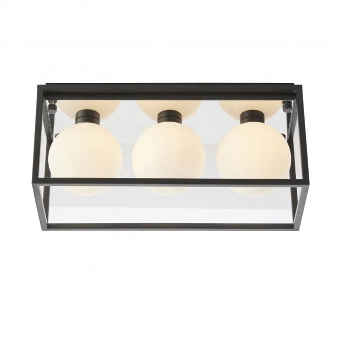 Envision 3/4Lt Centre Ceiling Light IP44 - Matt Black & Opal - Image 5