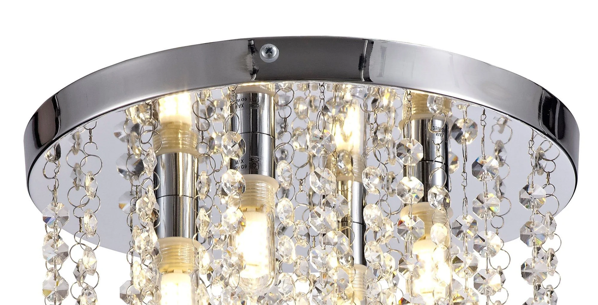 Envoy Ceiling Light, 4 x G9, IP44, Polished Chrome & Crystal Bathroom Ceiling Light - Image 2