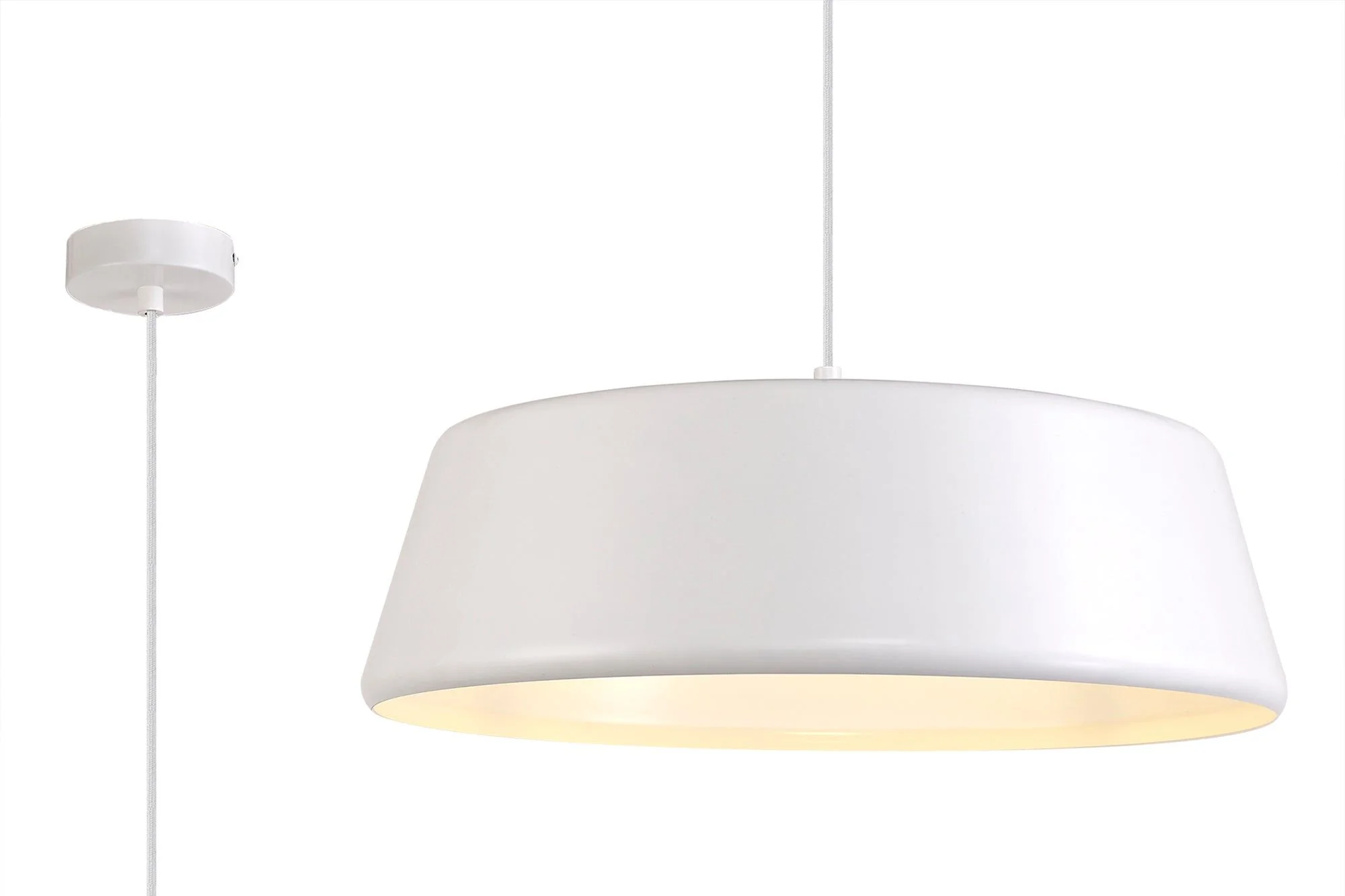 Equi Single Large Pendant, 1 Light Adjustable E27, Gloss Black/Gloss White - Image 5