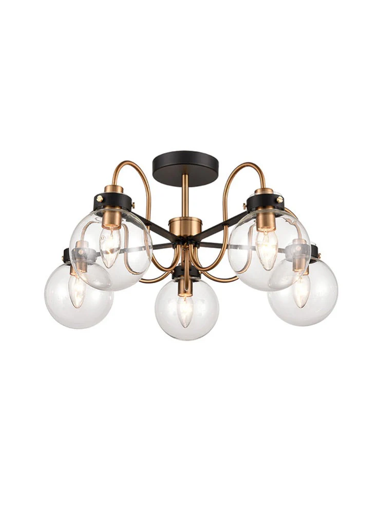 Equin 3/5/8Lt Semi Flush Light - Black & Gold Finish - Image 2