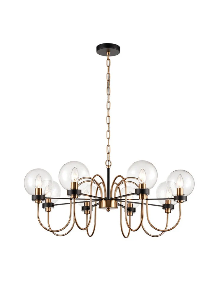 Equin 5/8Lt Chandelier Ceiling Light- Black & Gold Finish - Image 2