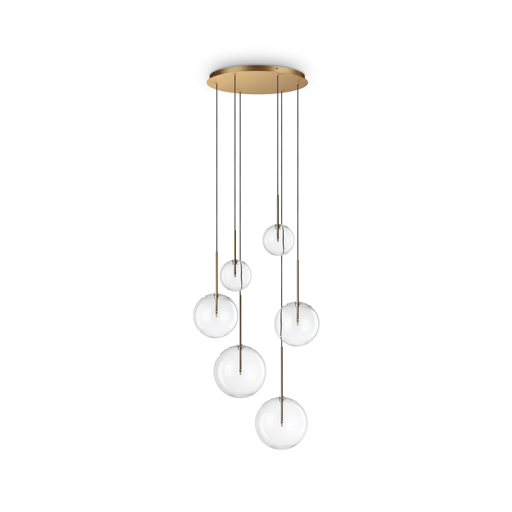 Equinoxe 6Lt Cluster Pendant - Antique Brass/Chrome - Image 3