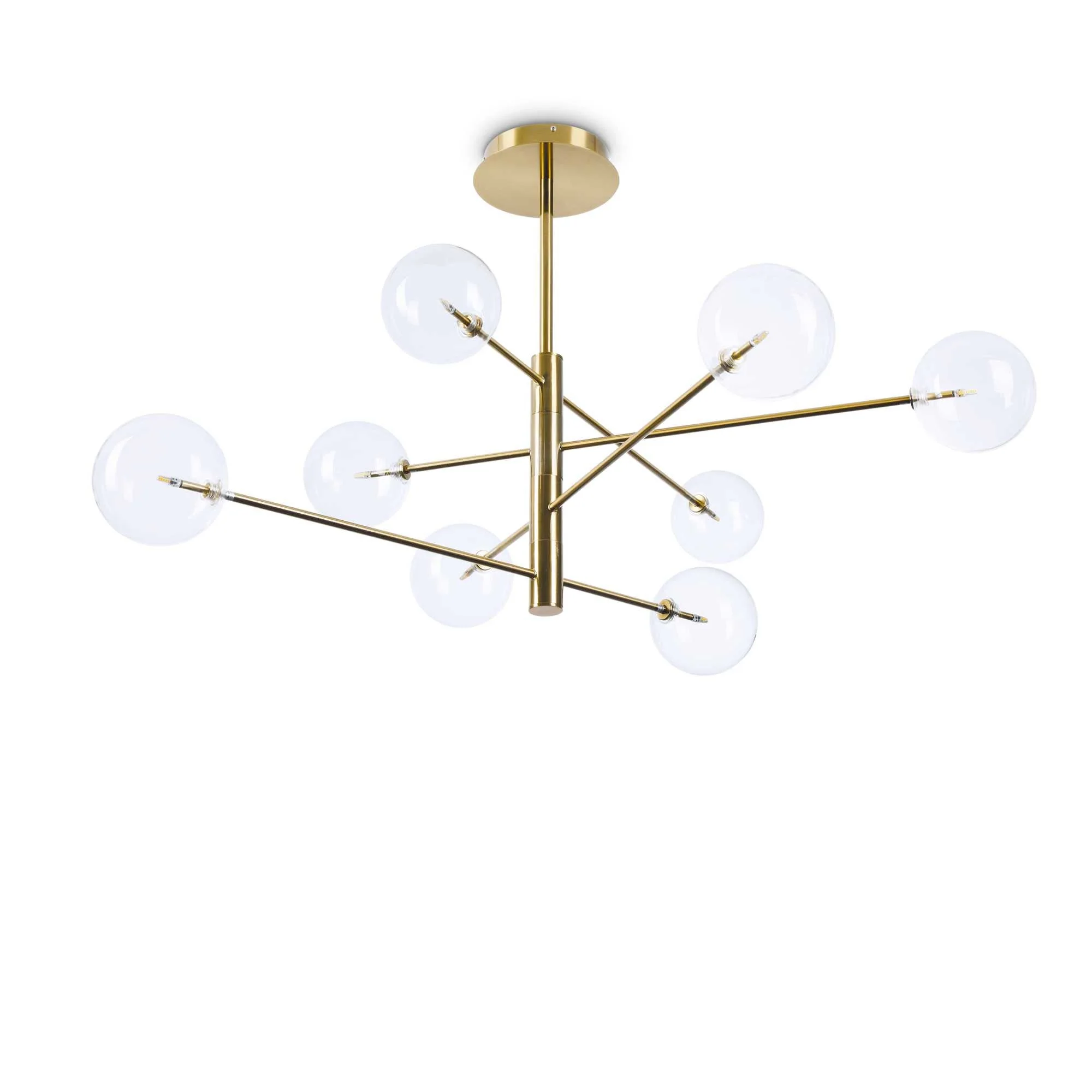 Equinoxe 8/12Lt Centre Semi-Flush Ceiling Light - Chrome/Antique Brass Finish - Image 2