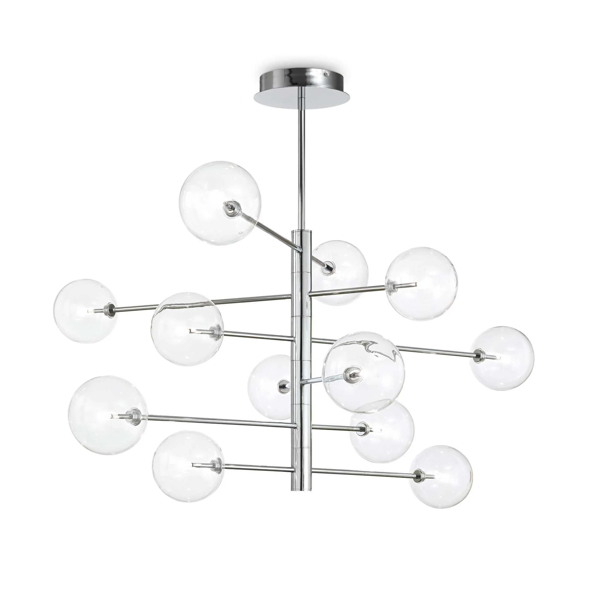 Equinoxe 8/12Lt Centre Semi-Flush Ceiling Light - Chrome/Antique Brass Finish - Image 4