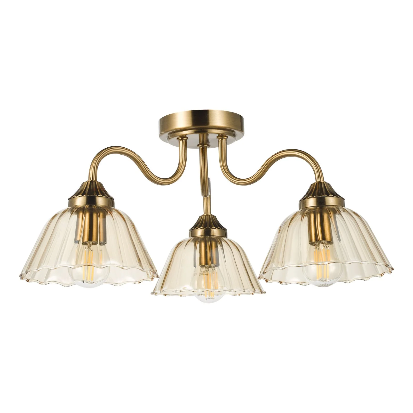 Erika 3 Lt Semi Flush Light - Antique Bronze and Amber Glass - Image 2