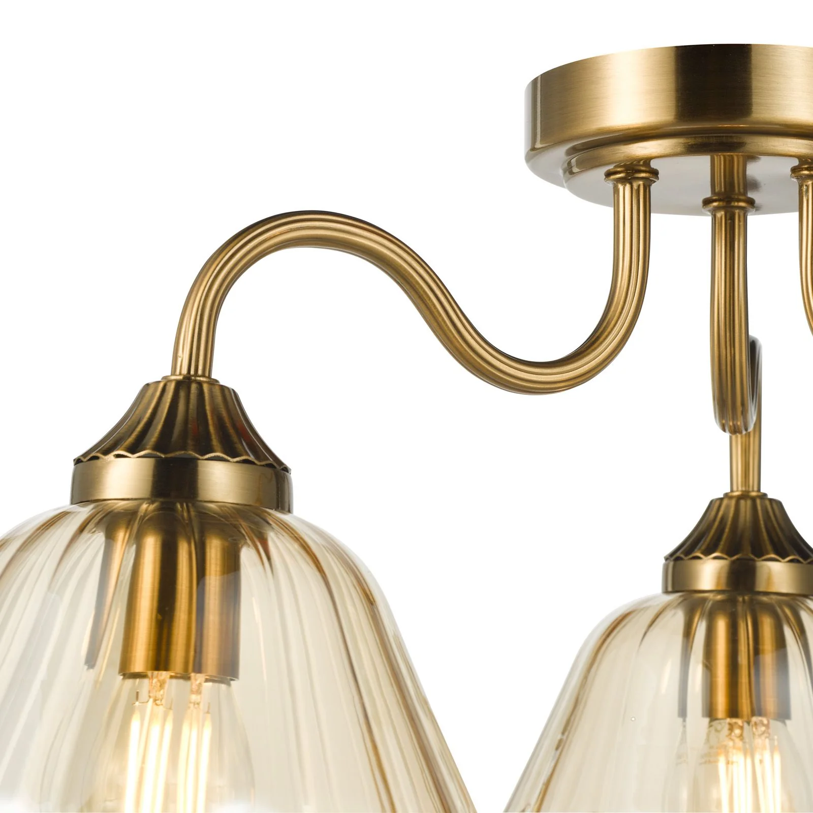 Erika 3 Lt Semi Flush Light - Antique Bronze and Amber Glass - Image 3