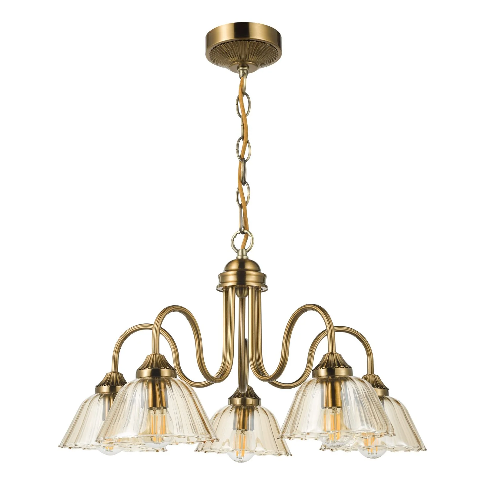 Erika 5 Light Ceiling Light-  Antique Bronze and Amber Glass - Image 2