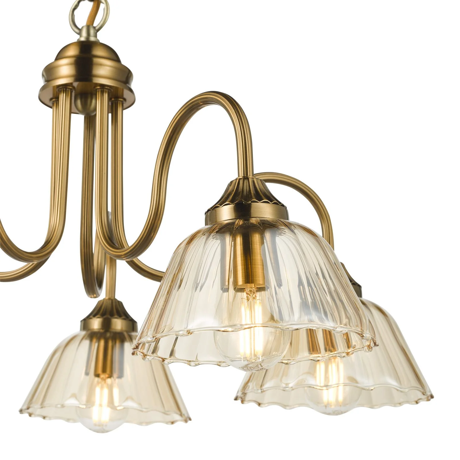 Erika 5 Light Ceiling Light-  Antique Bronze and Amber Glass - Image 3