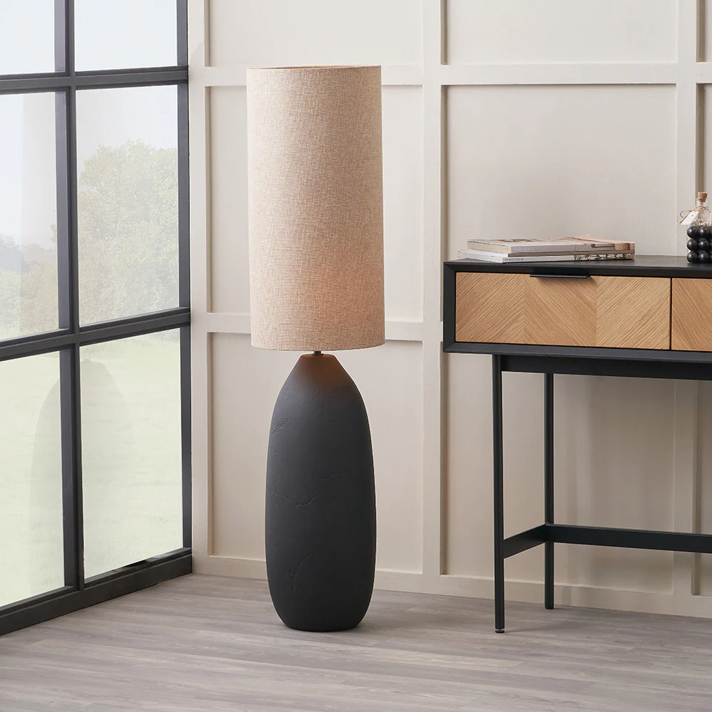 Erika Ceramic Floor Lamp - Black/Sage - Image 3