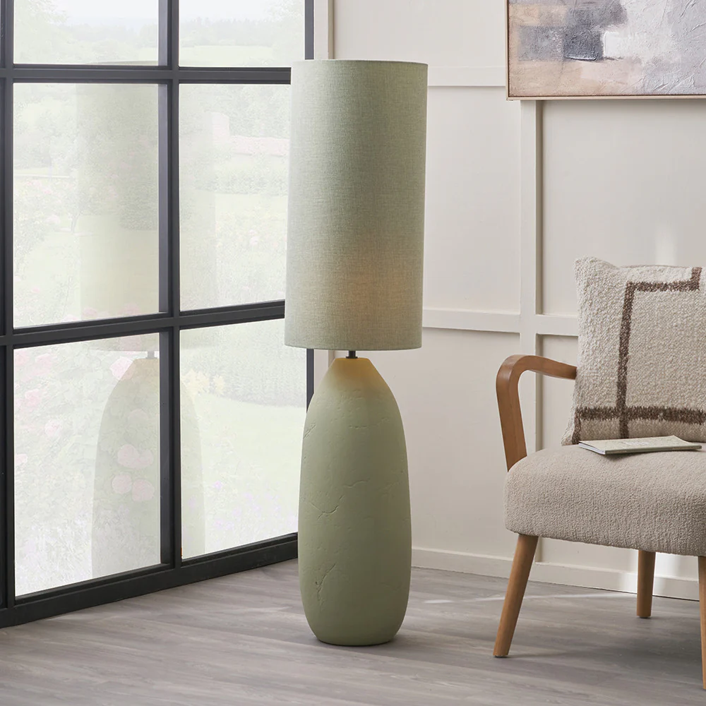 Erika Ceramic Floor Lamp - Black/Sage - Image 5