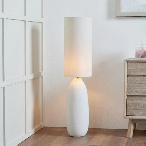 Erika White Vintage Textured Ceramic Floor Lamp - Image 3