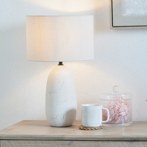 Erika White Vintage Textured Ceramic Table Lamp - Image 6