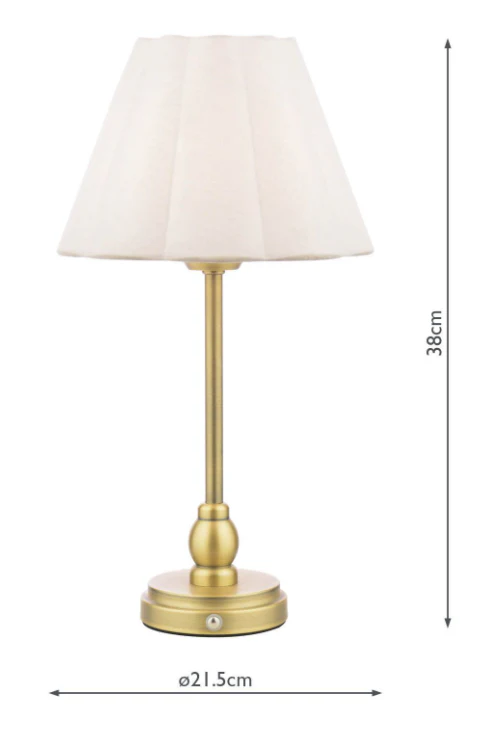 Erin Rechargeable Table Lamp Matt Antique Brass With Shade LED - Image 4