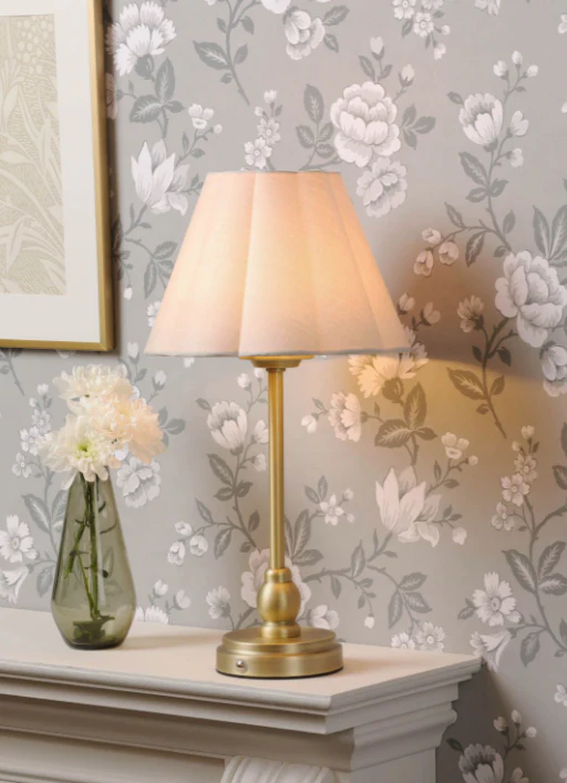 Erin Rechargeable Table Lamp Matt Antique Brass With Shade LED - Image 5