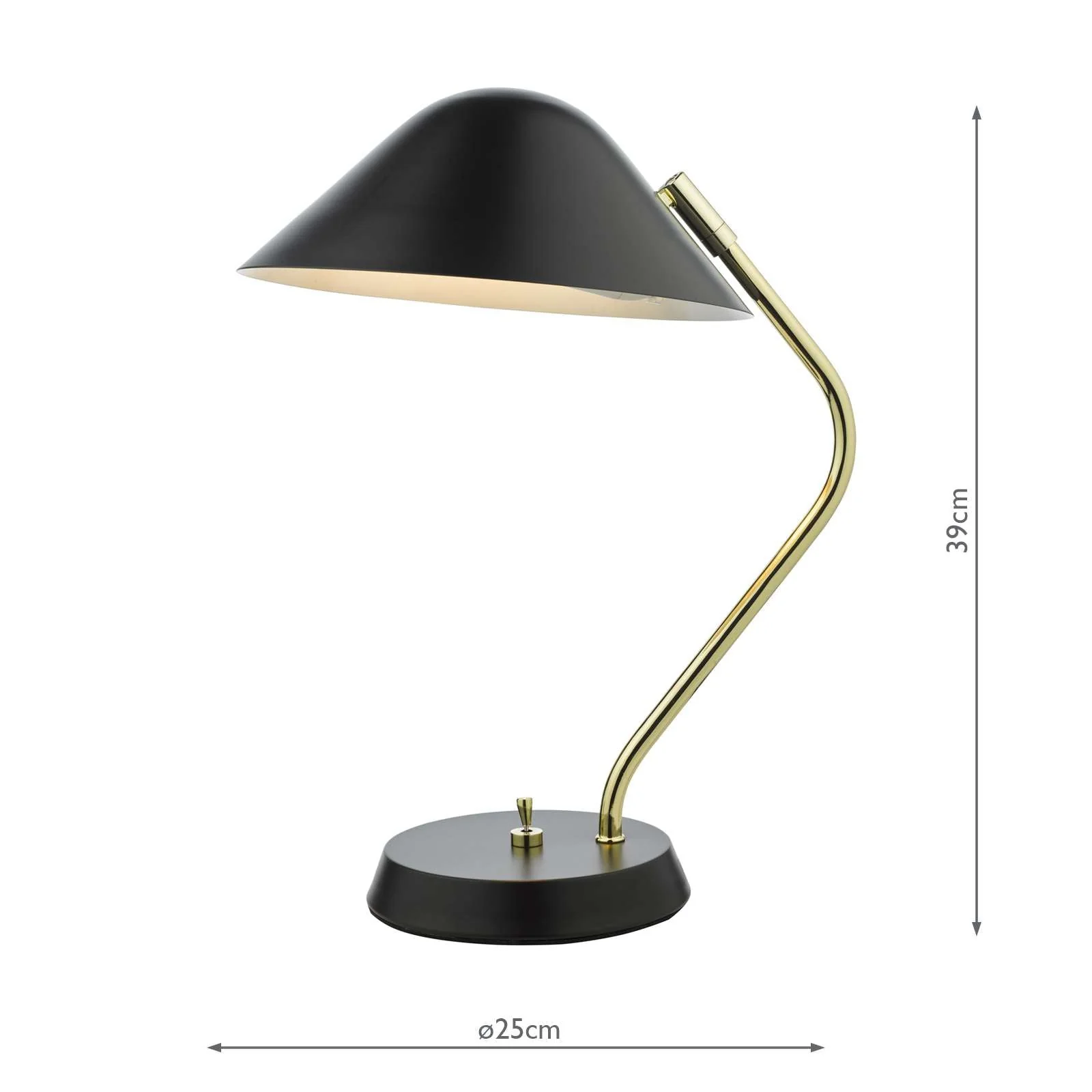 Erna Task Table Lamp Polished Brass Satin Black E14 - Image 8
