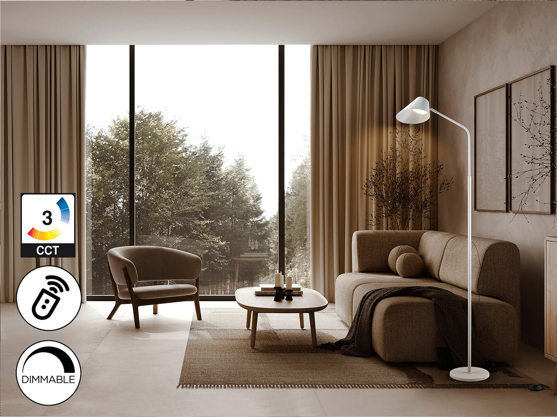 Esino 1Lt Floor Lamp- White Finish - Image 5