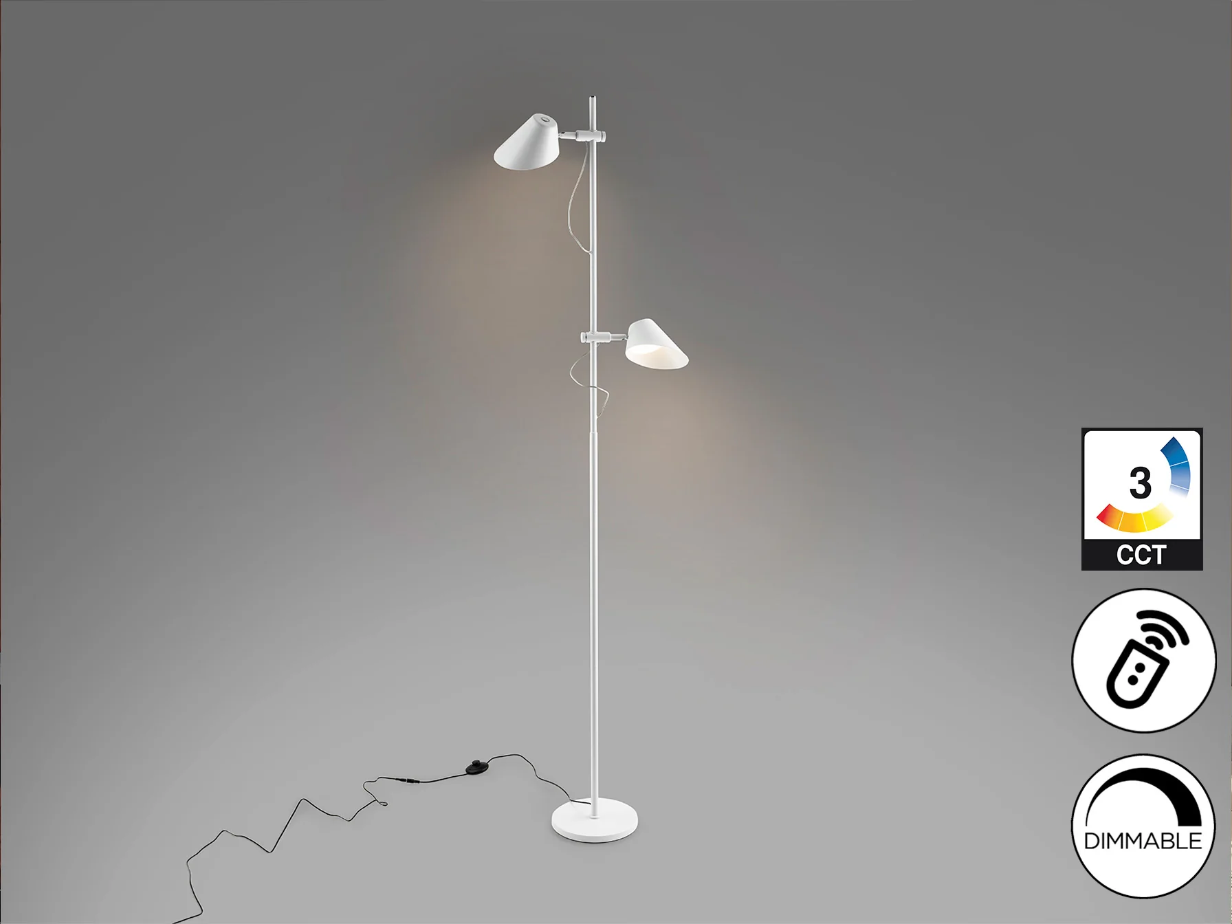 Esino 2Lt Floor Lamp- Black/ White Finish - Image 10